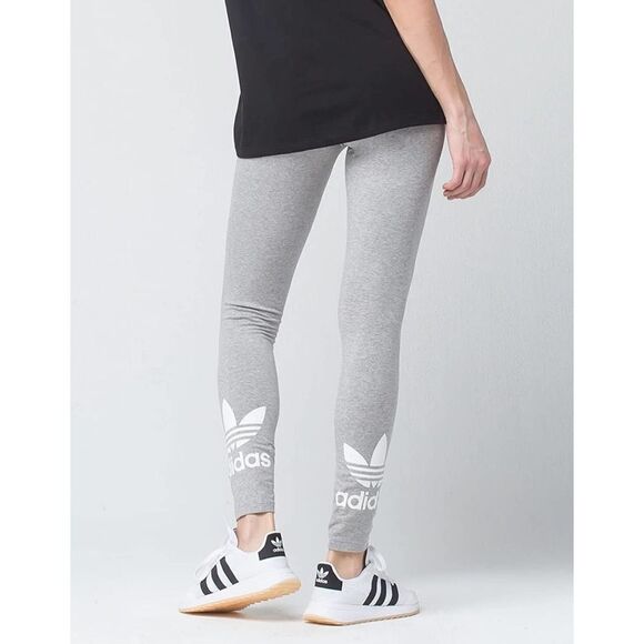 Adidas Originals Trefoil Light Gray Workout Leggings Small - Picture 2 of 7